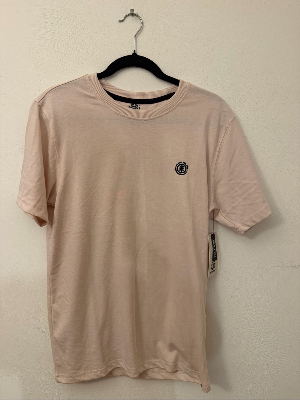 Element Short Sleeve Crew Tee in Pale Pink with Black Chest Logo
